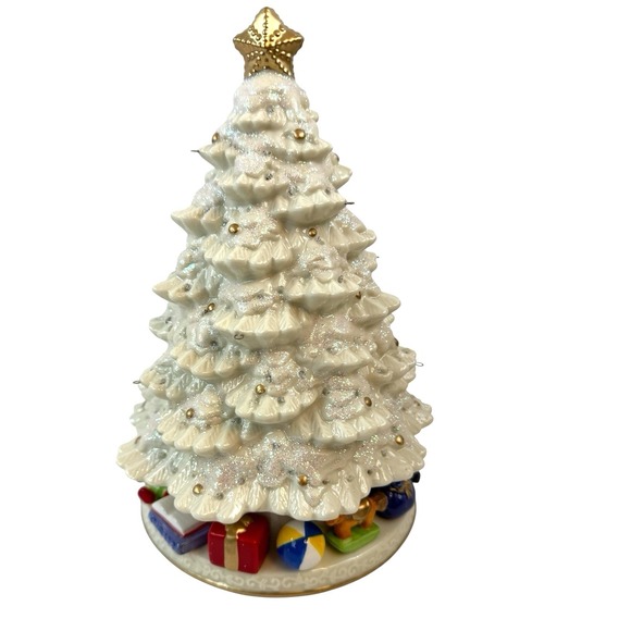 Avon Fiber Optic Tree White Porcelain 10" Christmas Musical Original Box w/Balls - Picture 5 of 10